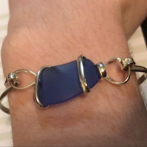 Sterling Silver Royal Blue Seaglass Bracelet